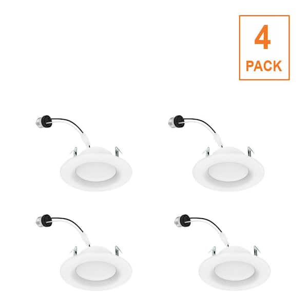 4 in. Integrated LED Recessed Retrofit Light Trim 3000K CEC-T20, (4-Pack)