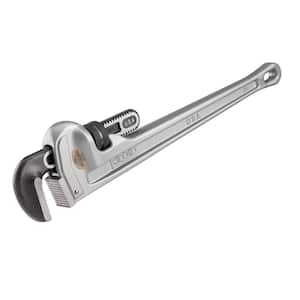 24 in. Aluminum Straight Pipe Wrench for Plumbing, Sturdy Plumbing Pipe Tool with Self Cleaning Threads and Hook Jaws