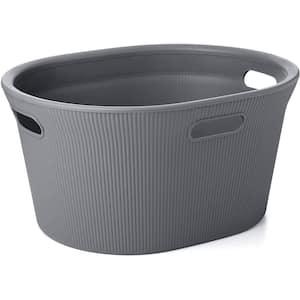 35 l Grey Plastic Ribbed Laundry Basket