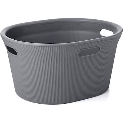 Pop & Load White and Gray Collapsible Plastic and Rubber Laundry Basket  PL5721 - The Home Depot