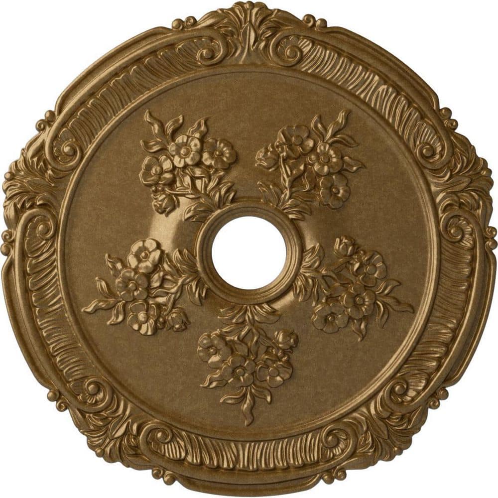 Ekena Millwork 1-1/2 in. x 26 in. x 26 in. Polyurethane Attica with Rose Ceiling Medallion, Pale Gold