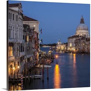 36 in. x 36 in. "Grand Canal and The Salute at Night, Venice, Italy - Square" by Circle Capture Canvas Wall Art
