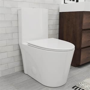 1-piece 1.6 GPF Dual Flush Elongated High Efficiency Toilet in Glossy White, Seat Included