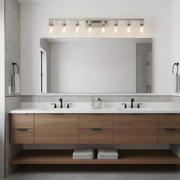 51.2 in. 8-Light Chrome Bathroom Vanity Light with Classic Glass Shades