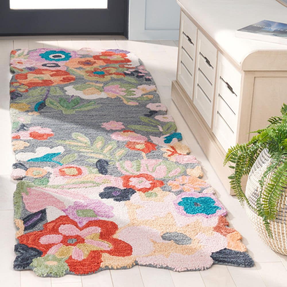 Jardin 2 ft. x 9 ft. Gray/Pink Botanical Floral Runner Rug price history on PriceWatchPro