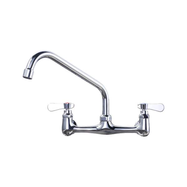 ALEASHA 10 in. Double Handle Wall Mount Standard Kitchen Faucet in Polished Chrome