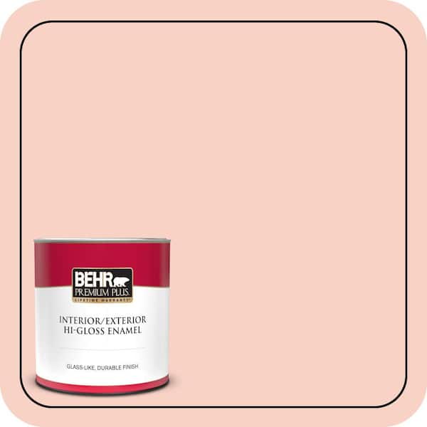BEHR PREMIUM PLUS 1 qt. #210C-2 Demure Pink Hi-Gloss Enamel Interior/Exterior Paint & Primer