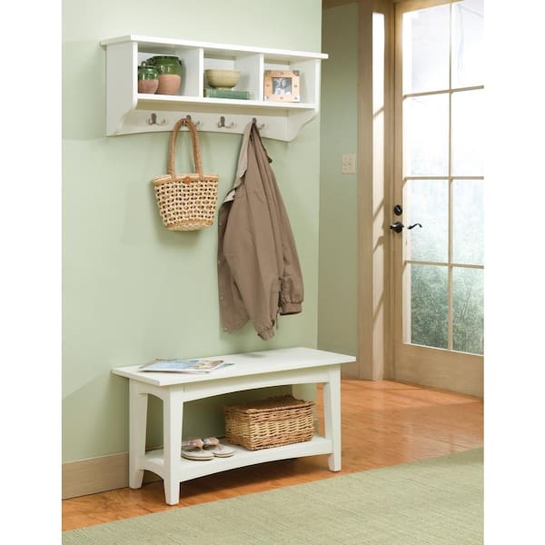 Alaterre Furniture Shaker Cottage Ivory Hall Tree with Storage