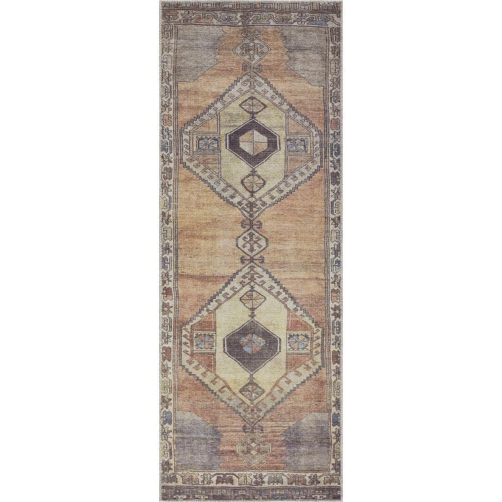 Medinah Dark Red and Camel Chenille Area Rug 6'7" x 9'