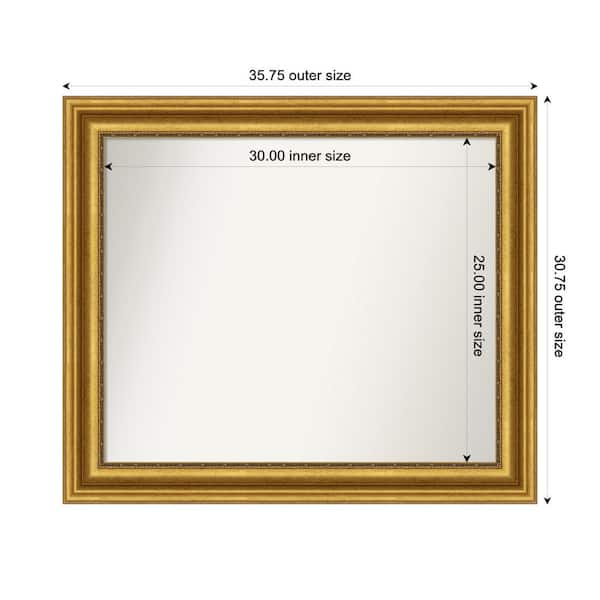 Amanti Art Parlor Gold 35.75 in. x 30.75 in. Custom Non-Beveled Recycled Polystyrene FramedBathroom Vanity Wall Mirror