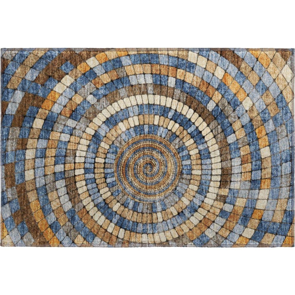 Mayfield Premium Machine Washable Abstract AMF2216 Denim 2 ft. x 3 ft. Accent Rug price history on PriceWatchPro