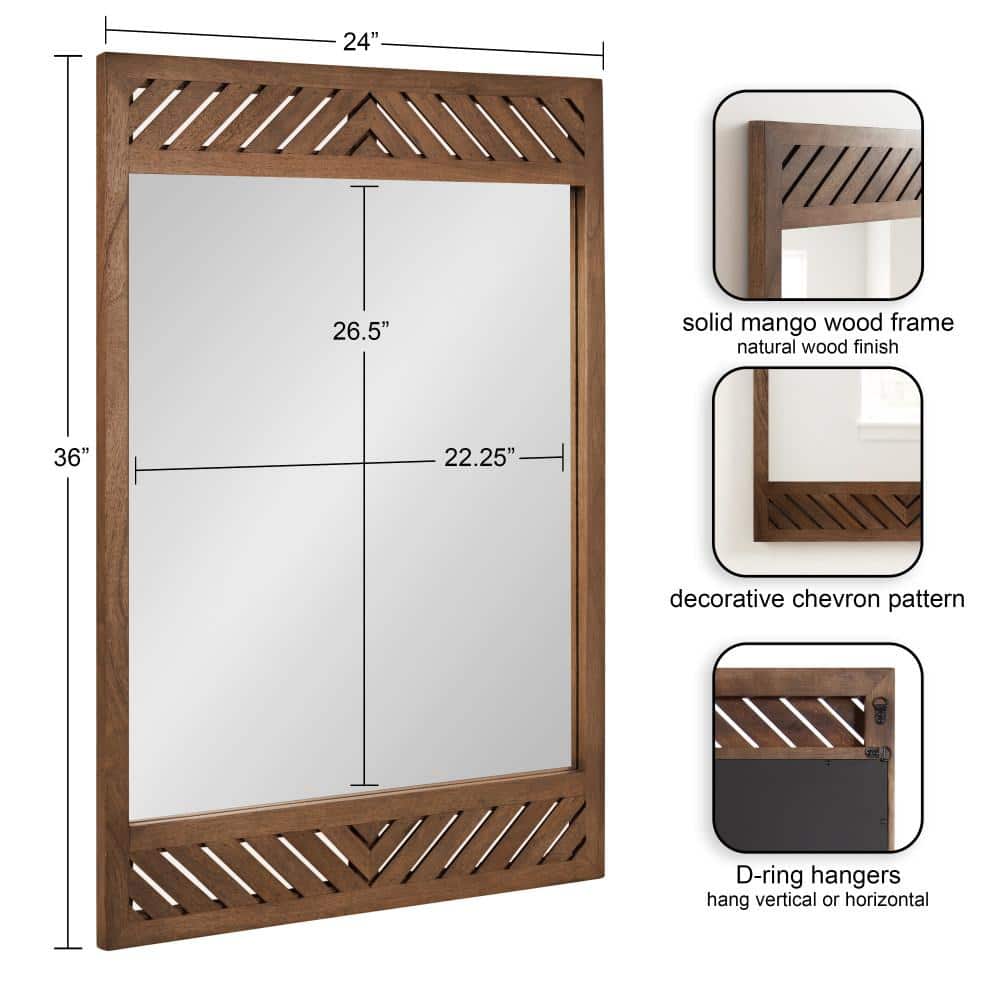 Mezzeta Brown Wood Chevron 24"x36" Rectangular Wall Mirror