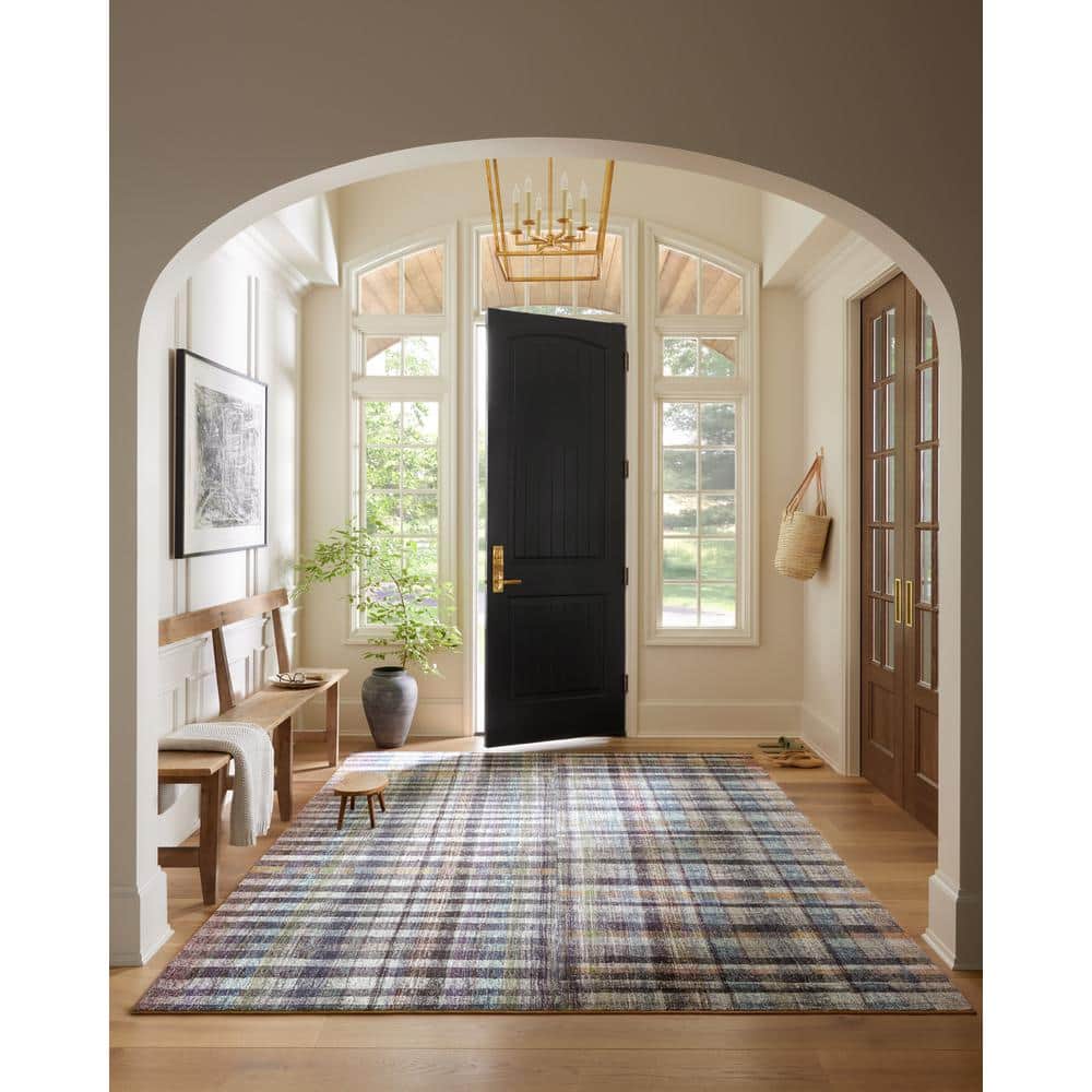 Humphrey Plum Multi-Color Plaid Synthetic Area Rug