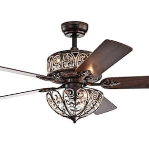 Tisaphon 52 in. 6-Light Indoor Brown Remote Controlled Ceiling Fan with Light Kit