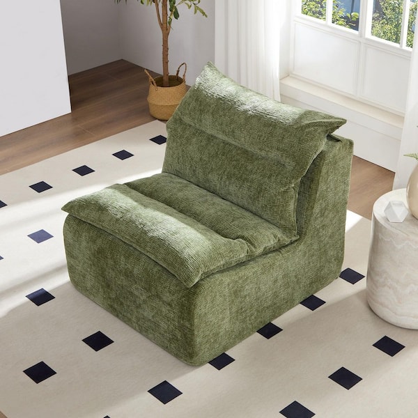 Seafuloy Accent Green Polyester Armless Occasional Chair with