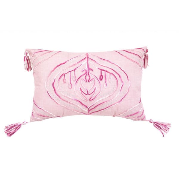 Pink, White Abstract Polyester 13 in. x 20 in. Throw Pillow