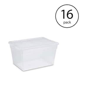 Lidded 56 Qt. Clear Bin Home Storage Box Tote Container (16-Pack)