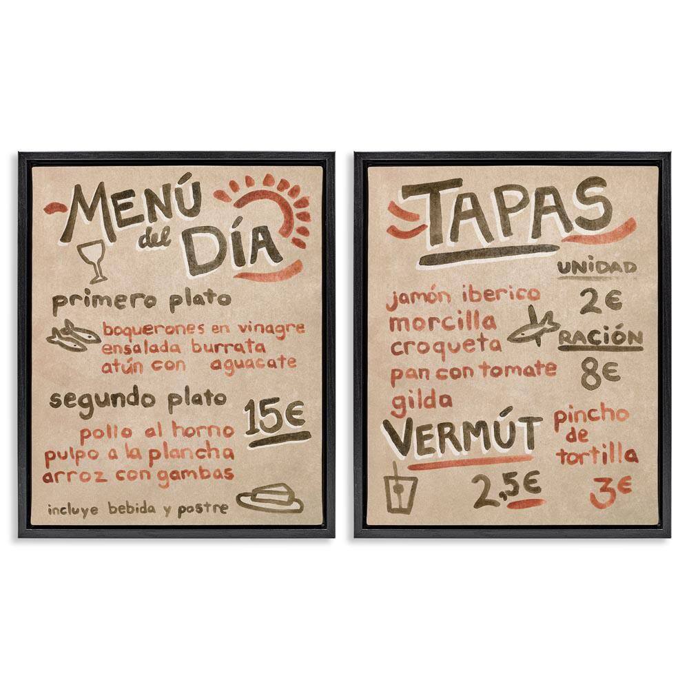 Travel Tapas Menu by June Erica Vess 2-Pieces Black Floater Frame Food Graphic Art Print 21 in. x 17 in. price history on PriceWatchPro