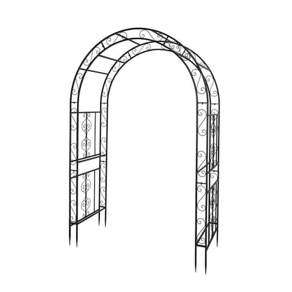 134 x 59 x 213 cm Double Layer Iron Art Arc Top Iron Arch Arbor Black