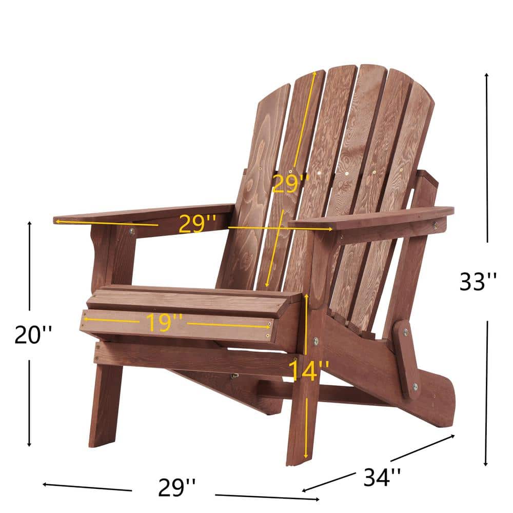 Oversized Brown Wood Folding Adirondack Chair with Arms