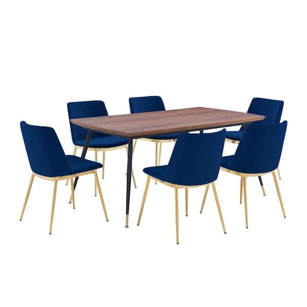 Armen Living Messina Mid-Century Modern 7-Piece Rectangular Dining Set