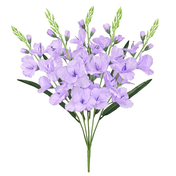 LIVING LUXURY 24 in. Lavender Purple Artificial Gladiolus Flower Stem Bush Bouquet (Set of 2)