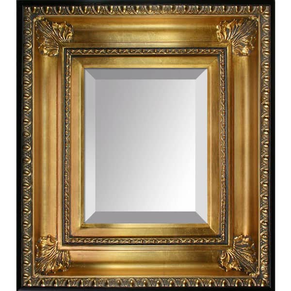 LA PASTICHE Regency 32.5 in. x 28.5 in. Rustic Rectangle Framed Gold and Black Decorative Mirror