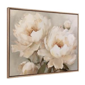 Soft Flower Framed Canvas Wall Art 1-Piece Gold Framed Canvas Art Print, 31.50 in. x 41.50 in.