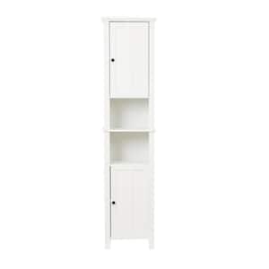 SEHAONOHOME Tall Narrow Storage Cabinet, Bathroom Slim Floor Freestanding  Cabinet with Two Doors for Bathroom, Bedroom and Living Room, White