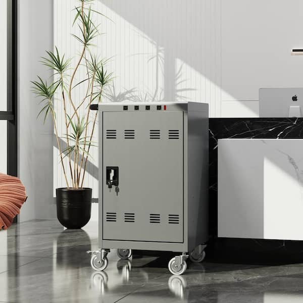 Sunpez 32-Device Charging and Storage Cart for iPad Laptop Computers & Chromebook Charging Docking Cart in Grey with 4 Ports