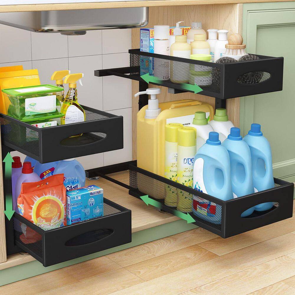 Black 16 in. x 17 in. Steel Storage Organize Decorative Basket 2 Tier price history on PriceWatchPro