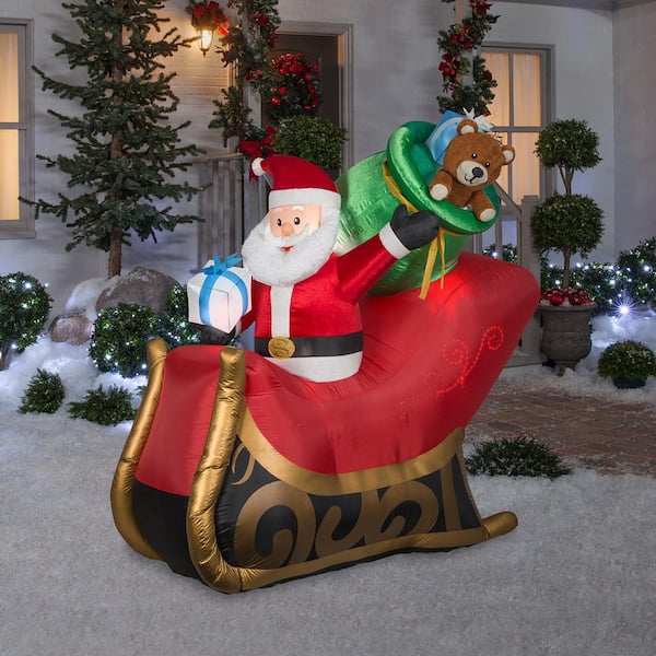 Airblown 6.5 ft. Inflatable Christmas Mixed Media Santa with Teddy Bear on  Motorcycle G-111300 - The Home Depot