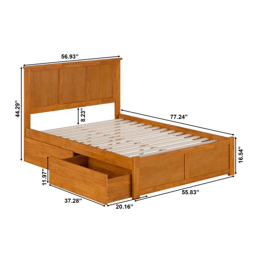 Madison Light Toffee Full Wood Platform Bed with Storage Drawers