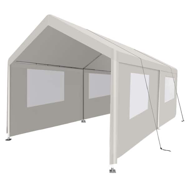 10 ft. W x 20 ft. D x 9.25 ft. H White Roof Metal Heavy-Duty Garage