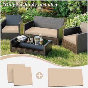 36 in. x 18 in. (3-Piece) Outdoor Patio Replacement Seat Cushions Fit for Loveseat Lounge Chair Furniture Sand