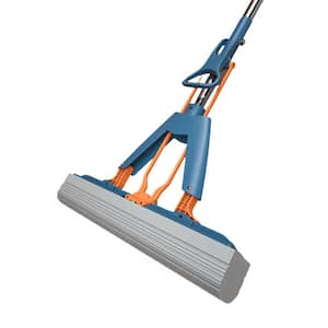 13 in. Sponge Mop Blue Upgrade Roller Mop with 3 Super Absorbent Mop Refills for Floor Cleaning
