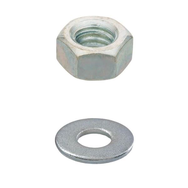 1/4 in.-20 tpi Zinc Hex Nut (100-Pack) and 1/4 in. Zinc Flat Washer (100-Pack) Combo