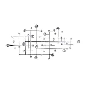 20 in. x  42 in. Metal Silver Abstract Wall Decor with Crystal Embellishments