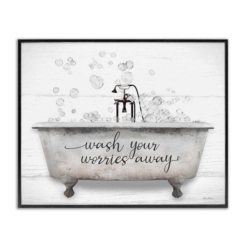 Wash Worries Away Tub Bubbles by Lori Deiter Black Framed Giclee Art Print Typography 20 in. x 16 in. price history on PriceWatchPro