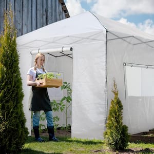 10 ft. W x 10 ft. D Portable Walk-In Pop-Up Gardening Instant Greenhouse Canopy, White