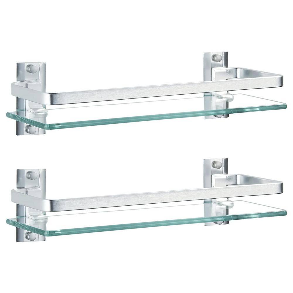 15.7 in. W x 4.6 in. D Clear Decorative Wall Shelf Bathroom Glass Shelf, (2