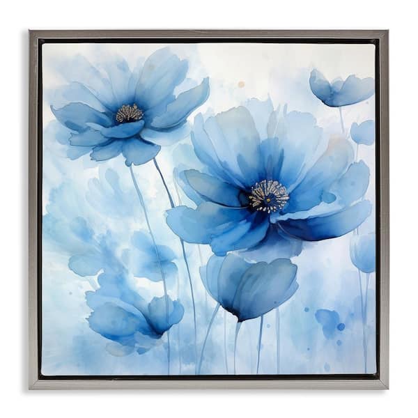 Stupell Industries Mystical Blue Poppies by Irena Orlov Gray Floater Frame Nature Graphic Art Print 25 in. x 25 in.