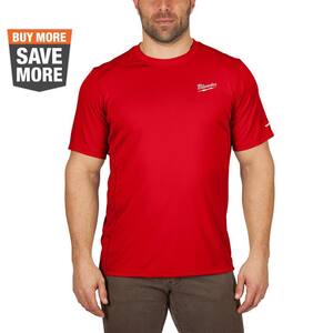 Men's WORKSKIN Large Red Lightweight Performance Short-Sleeve T-Shirt