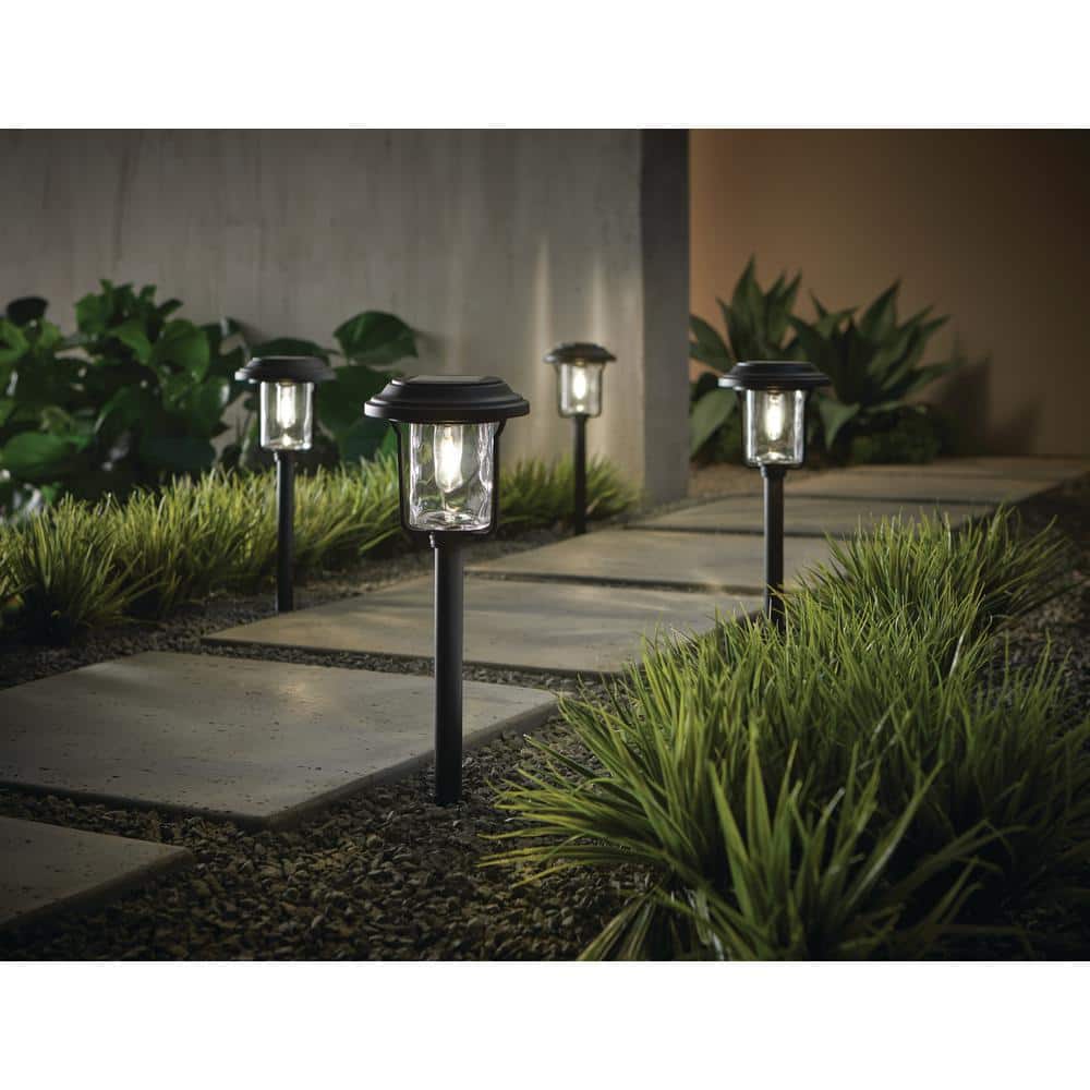 Hampton Bay Laurelview 14 Lumen Black LED Weather Resistant Outdoor Solar Path Light with Glass Lens (4-Pack) 82301-006-4pk