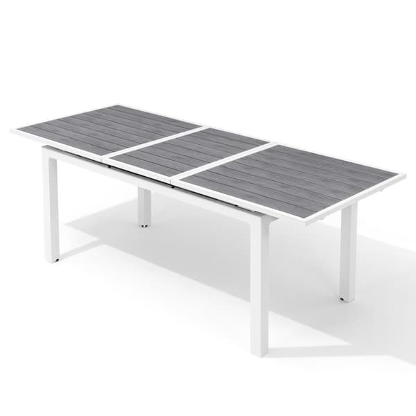 Pellebant Patio Aluminum Gray Outdoor Dining Table with Extension