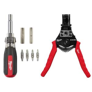 13-in-1 Multi-Tip Cushion Grip Screwdriver with Automatic Wire Stripper and Cutter (2-Piece)