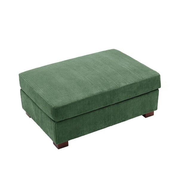 Uixe 41.5 in. Hunter Green Corduroy Fabric Rectangle Ottoman with Wood Legs