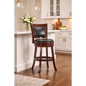 Bristol 24 in. Cherry Swivel Cushioned Bar Stool