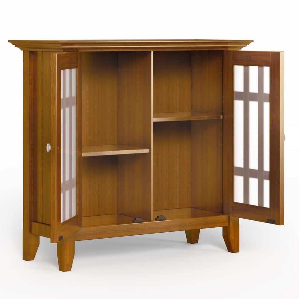 Bedford Light Golden Brown Pine Media Cabinet with Glass Doors