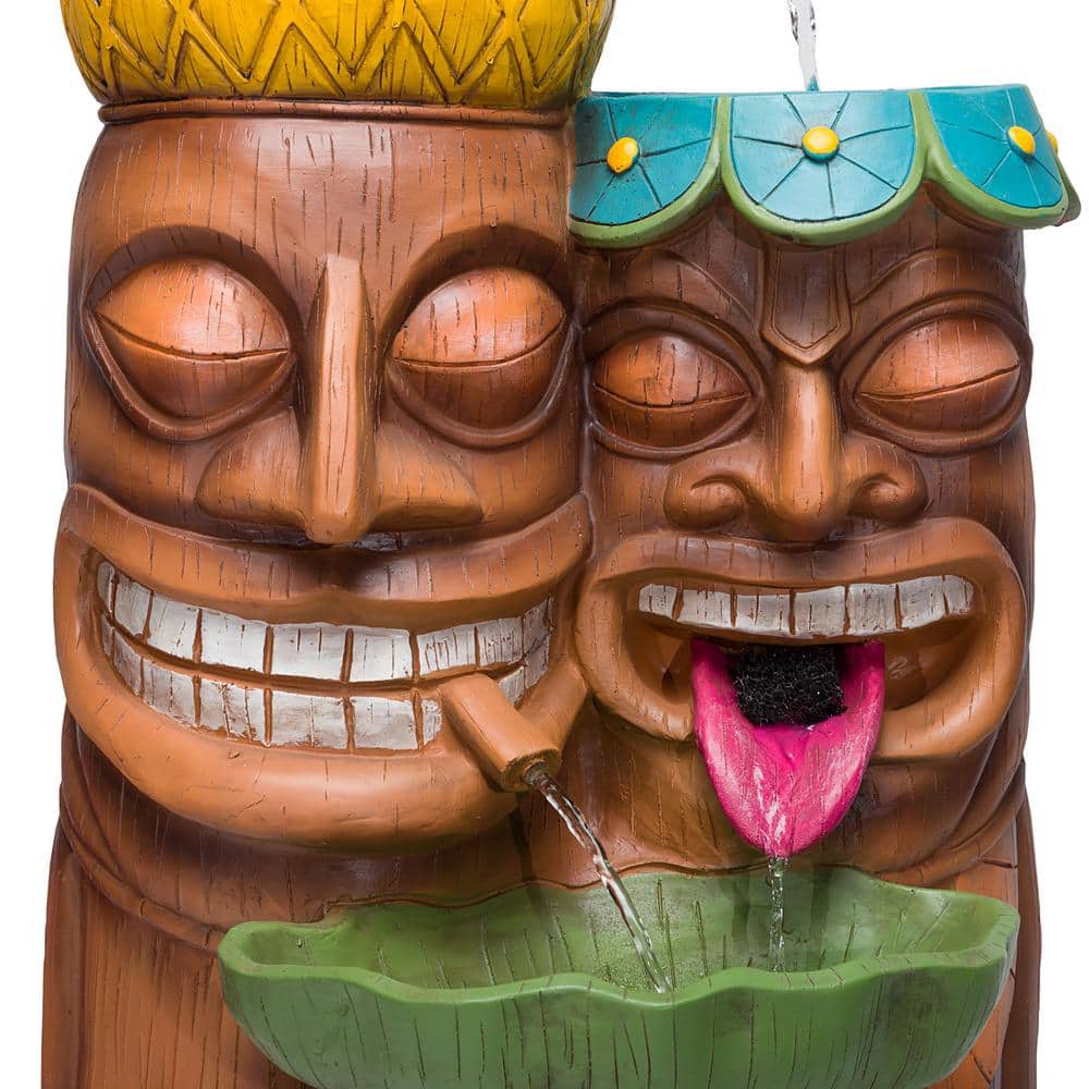 Colorful Tiki Head Polyresin Outdoor Fountain with LED Lights